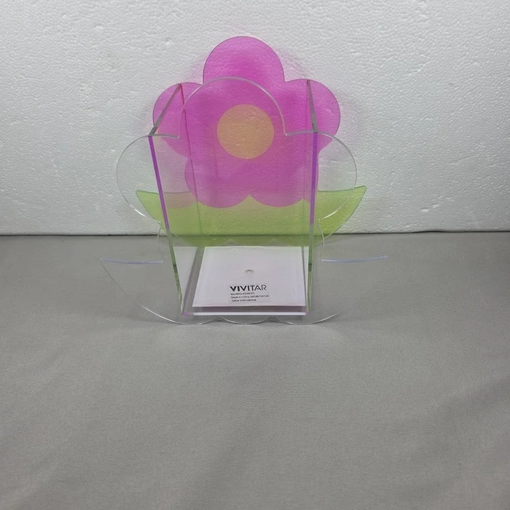 Kids Desk Organizers Clear Rainbow‎ and Flower Catchall Set of 2